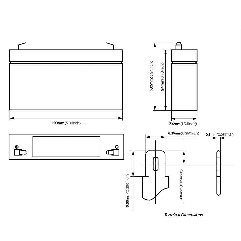 6V 9Ah UPS SLA Batteries Qty of 4 Y792