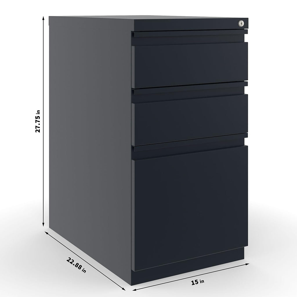 Black 3 Drawer Letter Size Lockable File Cabinet F1766