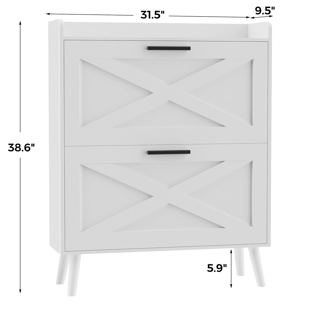 Farmhouse Shoe Storage Cabinet with Flip Drawers N9674