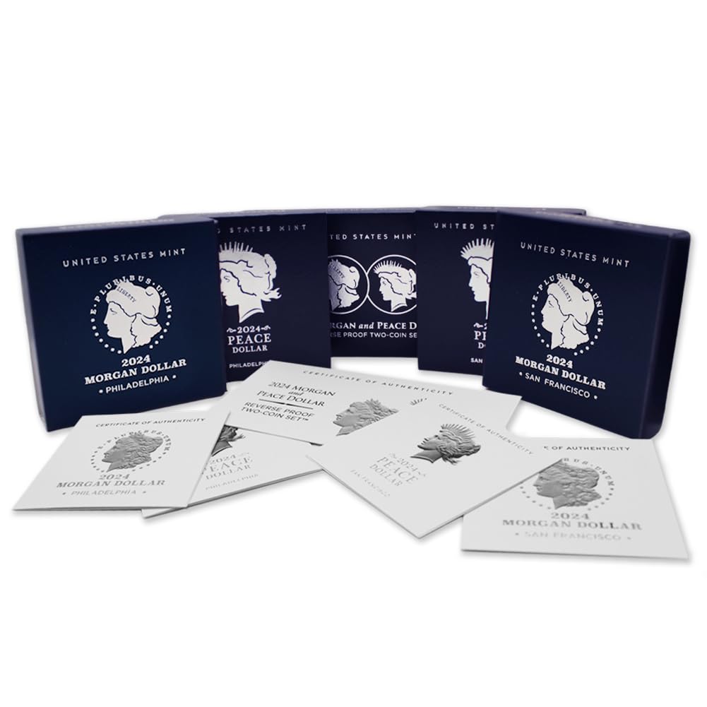 Set of 6 American Silver Morgan and Peace $1 K2751