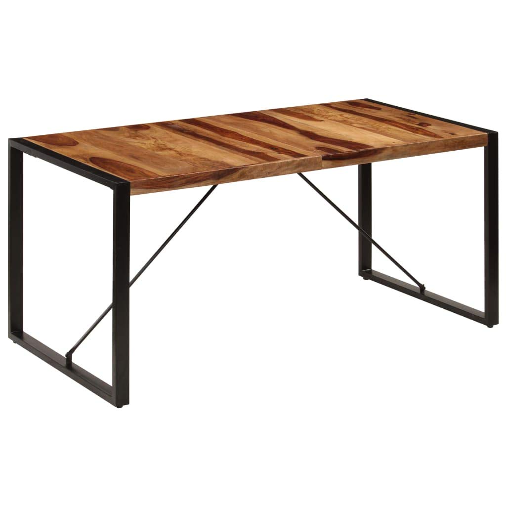 Industrial Dining Table Metal Frame 63"x31.5"x29.5" Solid Sheesham Wood R747