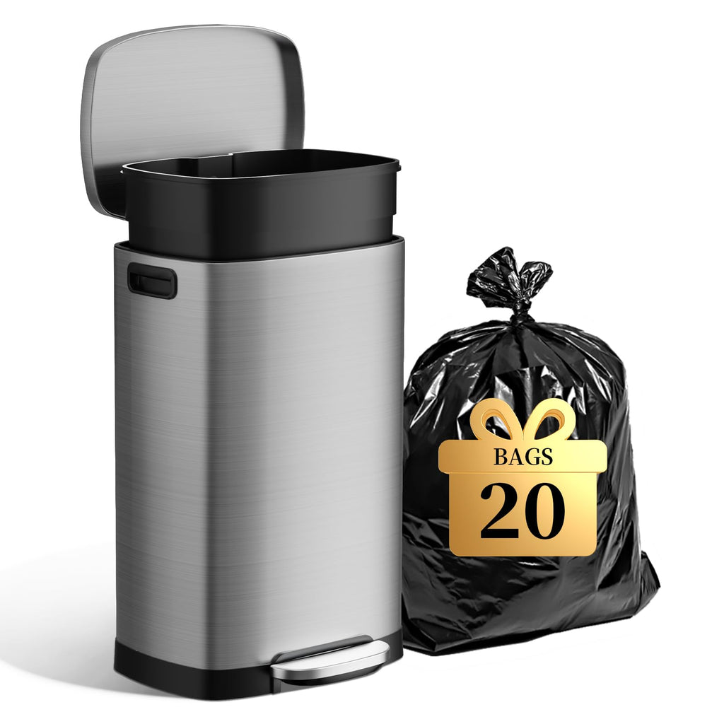 13 Gallon Fingerprint Proof Stainless Steel Trash Can with Lid N903506