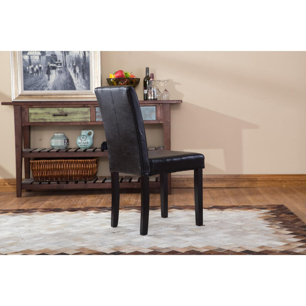 Black Faux Leather Parson Chair Set of 2 D26364