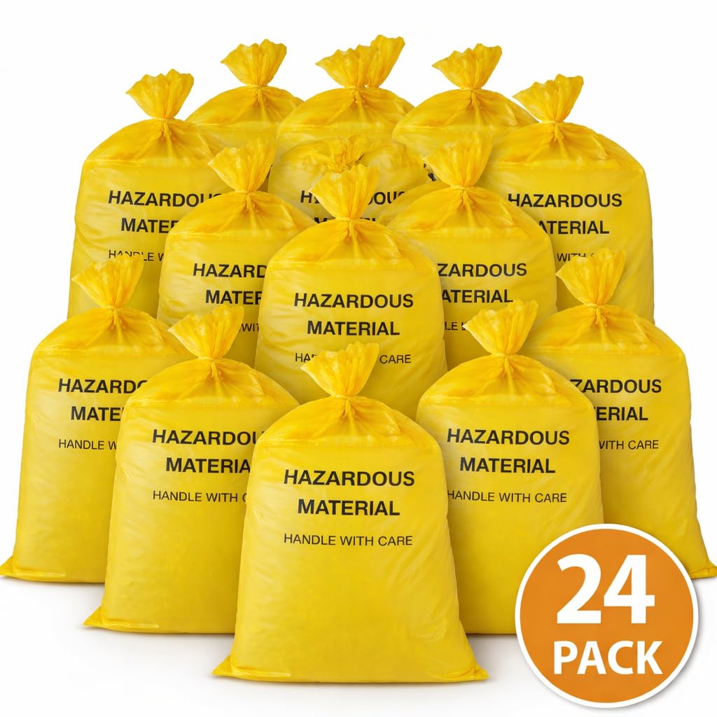 10-Gallon Hazardous Waste Bags 24 Pack Yellow 4 mil H127756