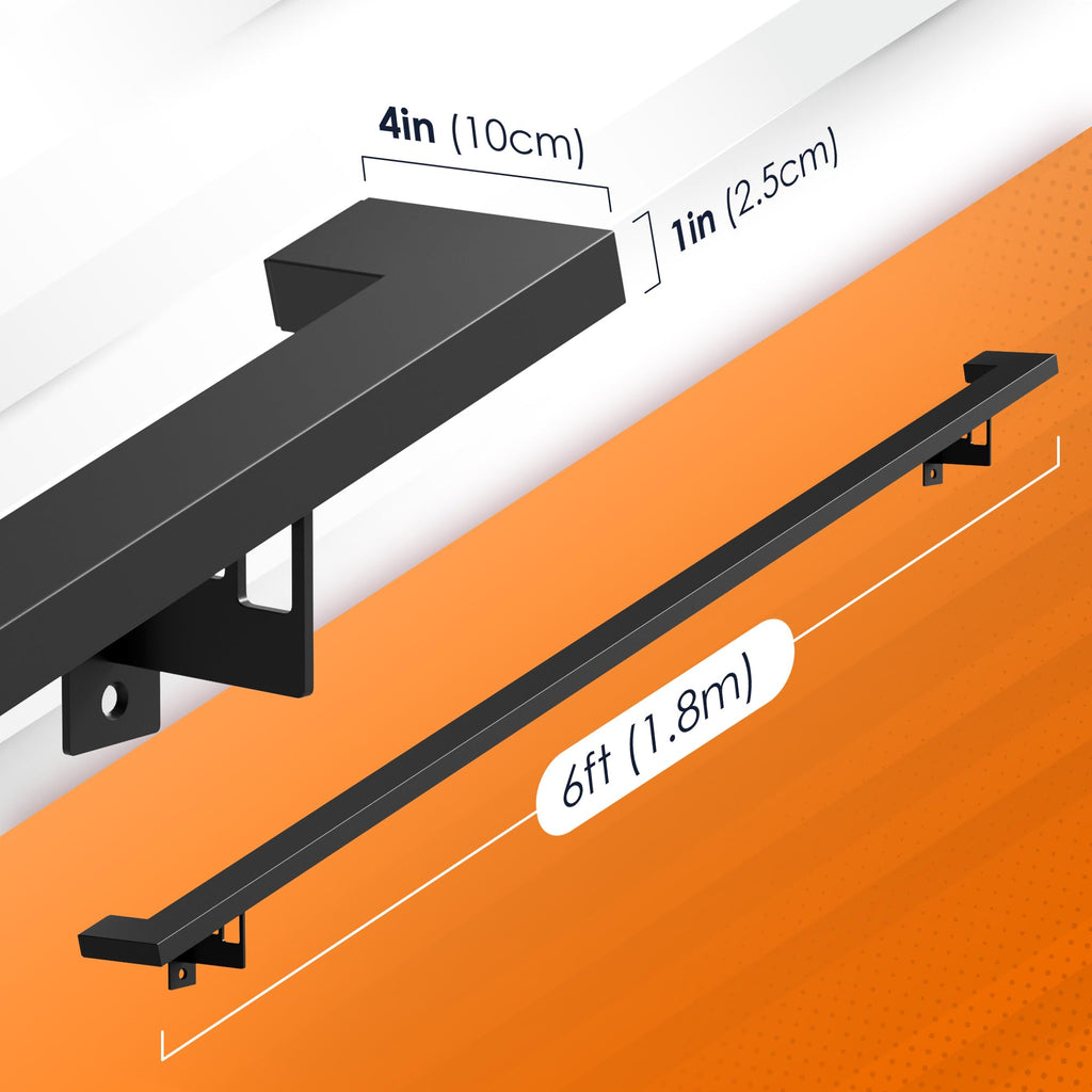 Black 6FT Aluminum Handrail F851566