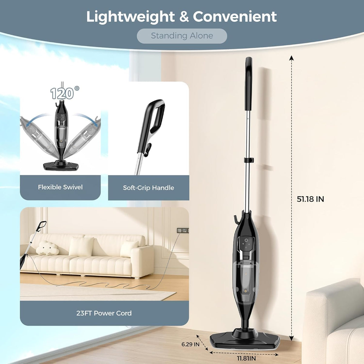 12-in-1 Handheld Steam Mop with 565ML Removable Tank V27923