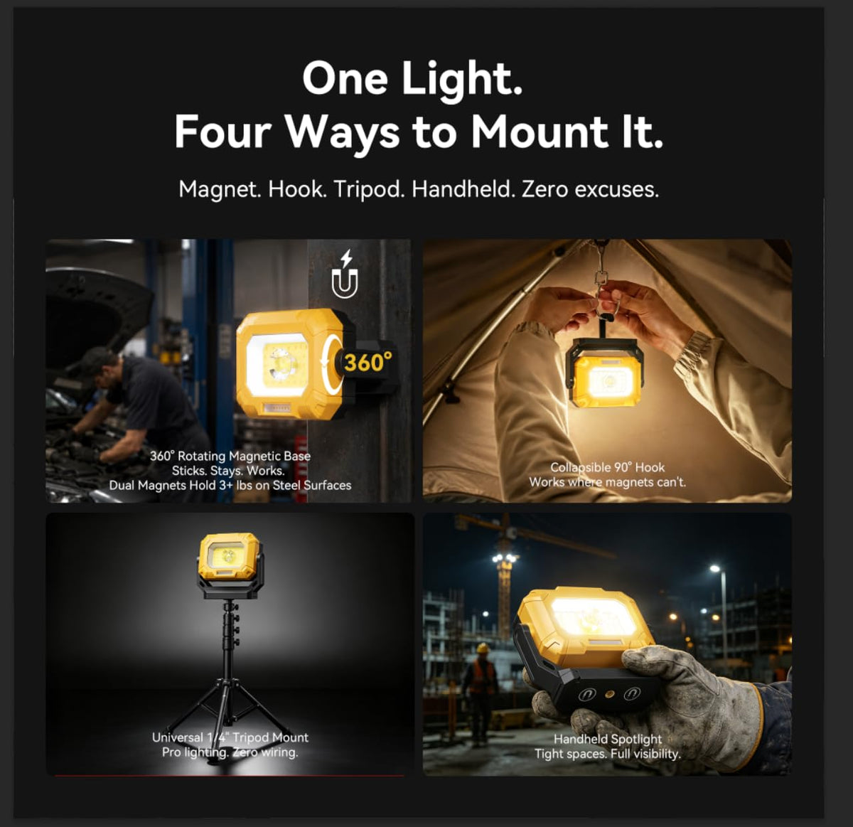 2 Pack 1500LM COB LED Work Light M737