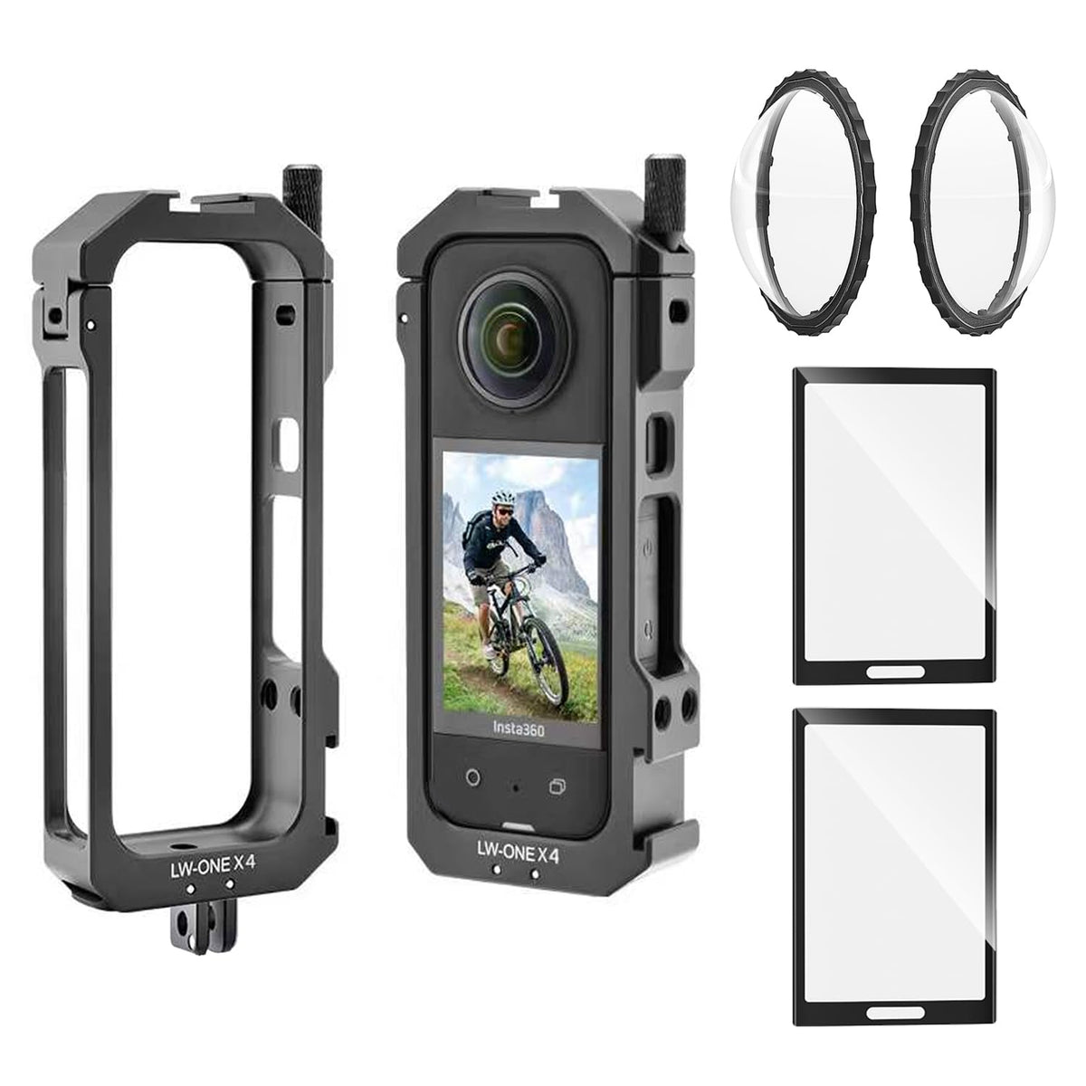Aluminum Frame Cage Case Bag Glass Lens Guard Set Screen Protector J61750