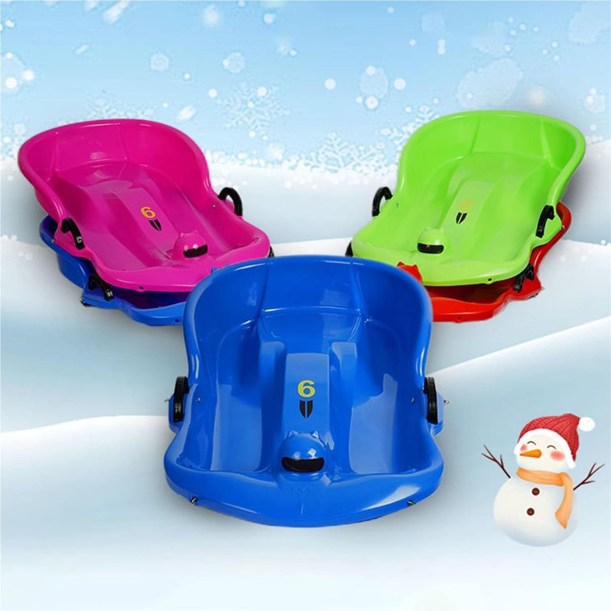 Plastic Toboggan Snow Sled with Pull Rope and Handle Z494