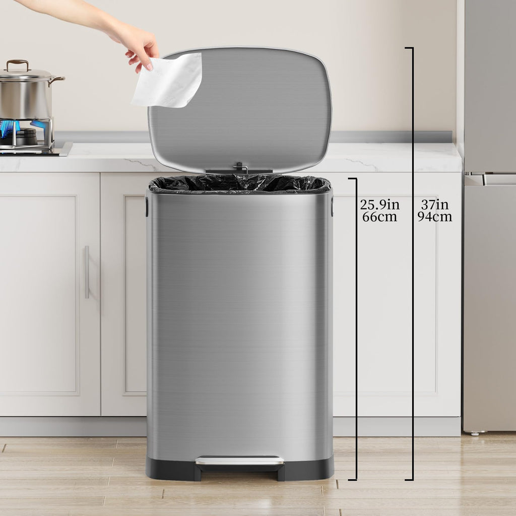 13 Gallon Fingerprint Proof Stainless Steel Trash Can with Lid N903506