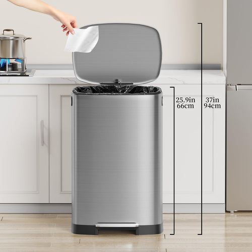 13 Gallon Fingerprint Proof Stainless Steel Trash Can with Lid N903506