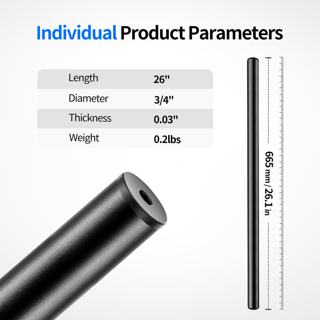 101 Pack 26" x 3/4" Black Round Aluminum Balusters B500
