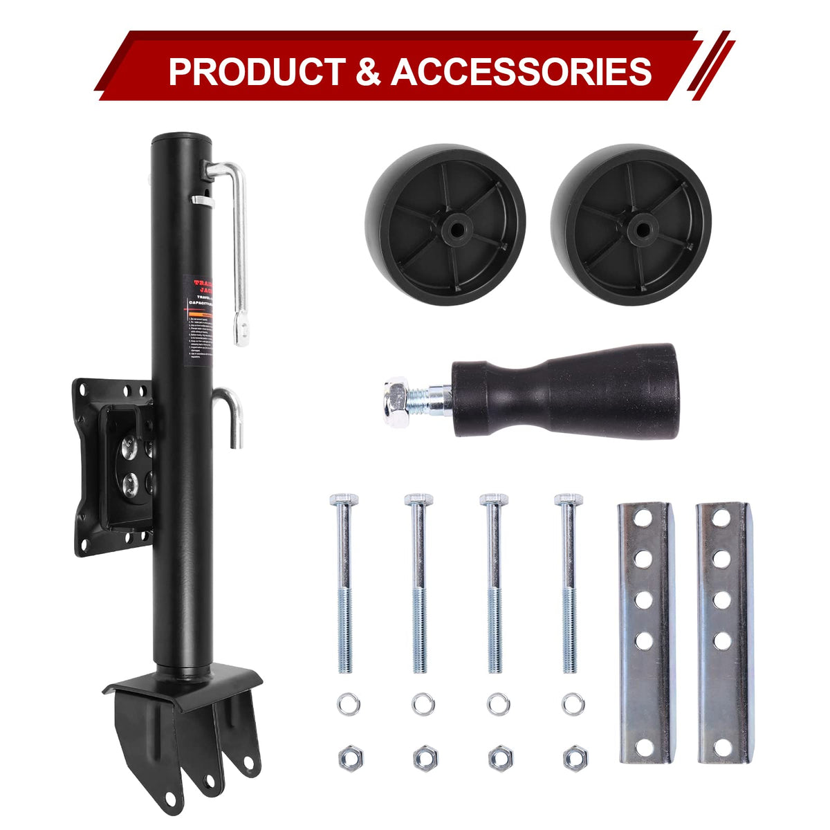 2000 lbs Dual Wheel Trailer Jack with 6" Caster Wheels W455