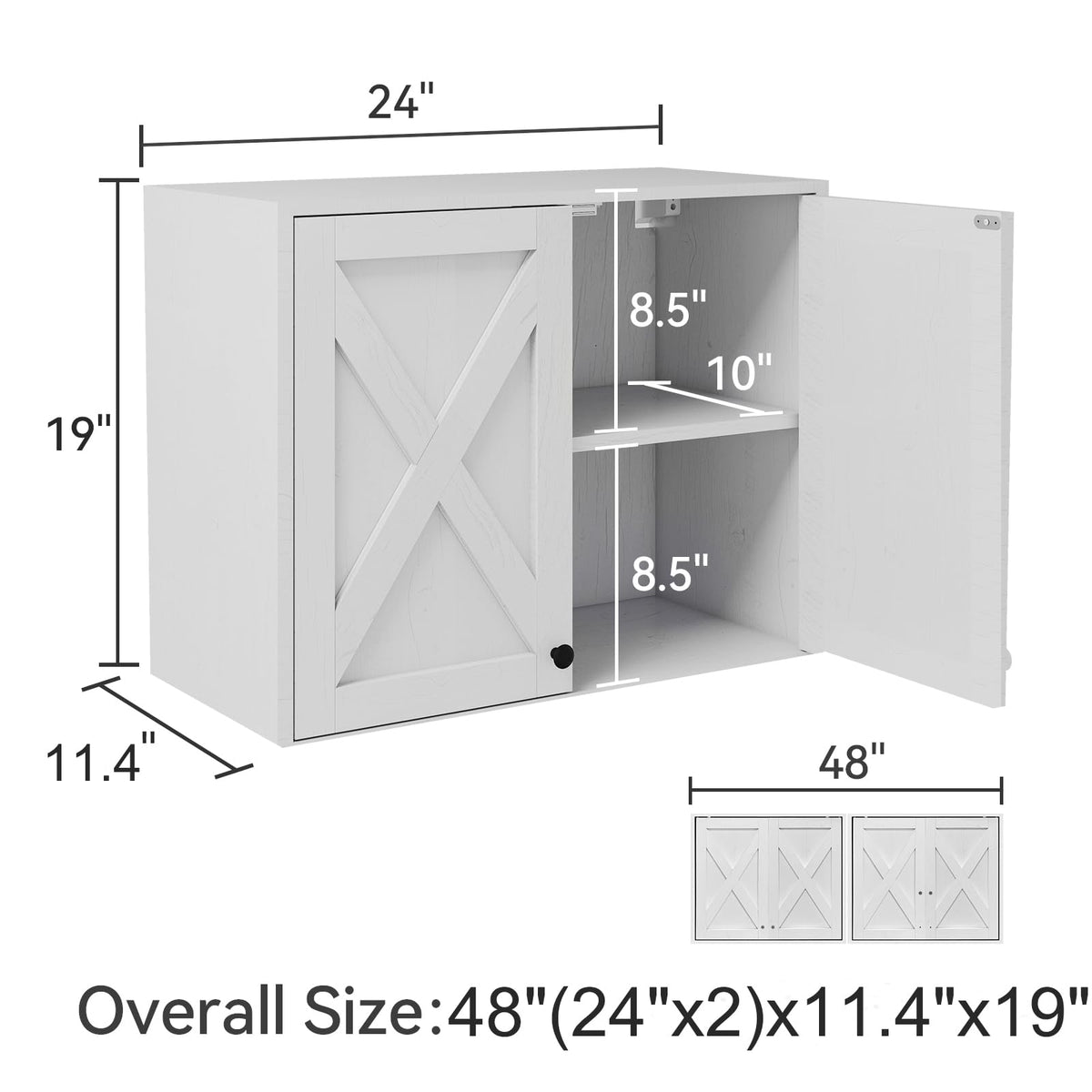 White Wall Mounted Laundry Room Cabinets W384