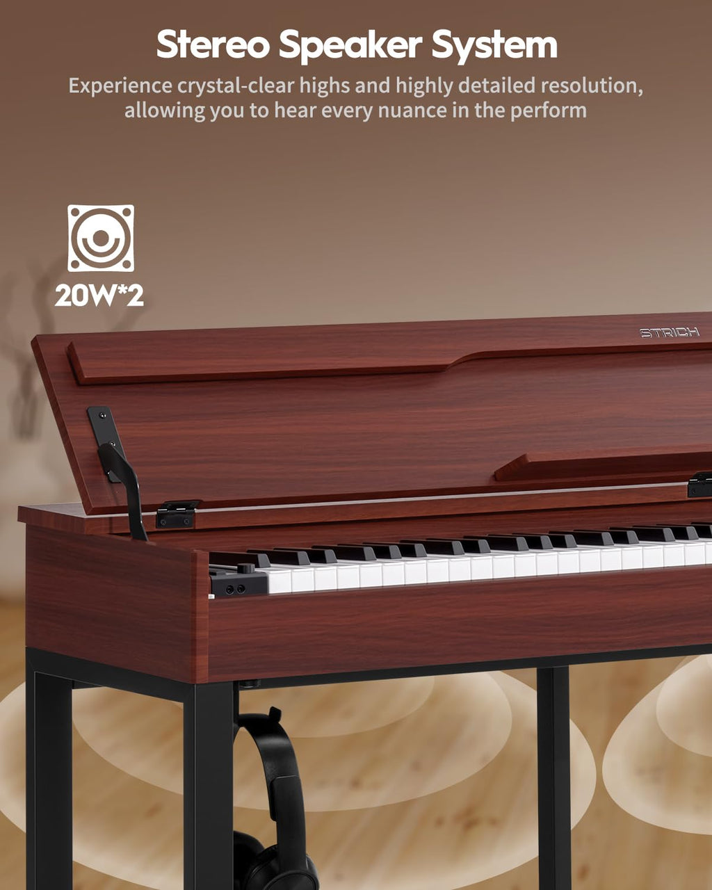 88 Keys Hammer-Action Fully Weighted Digital Piano with Furniture Stand I95211