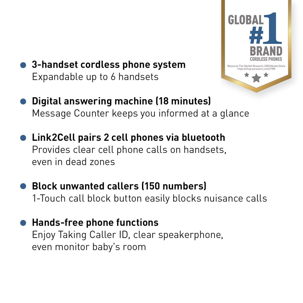 Expandable Cordless Phone System with Answering Machine, 3 Handsets U297