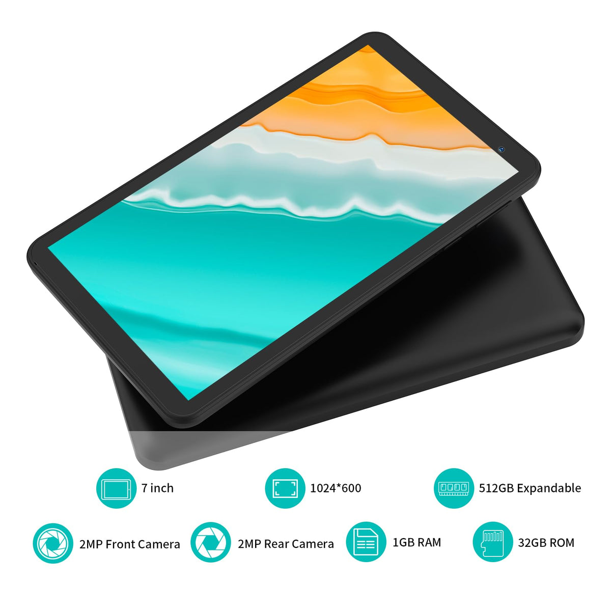 Android 7 inch Tablet 32GB ROM 2GB RAM HD Touchscreen Dual Camera P655725