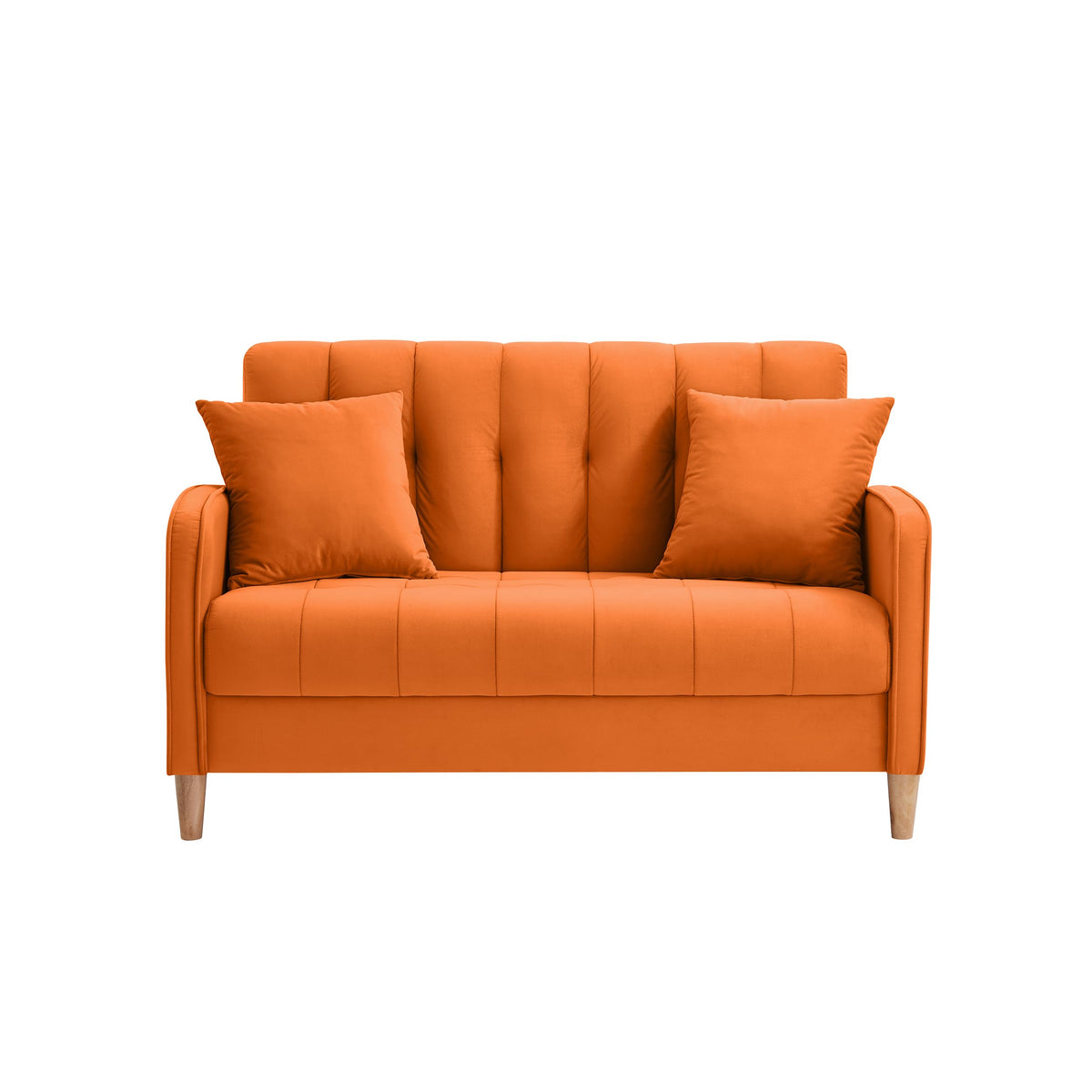Orange Velvet Tufted Loveseat Sofa L717