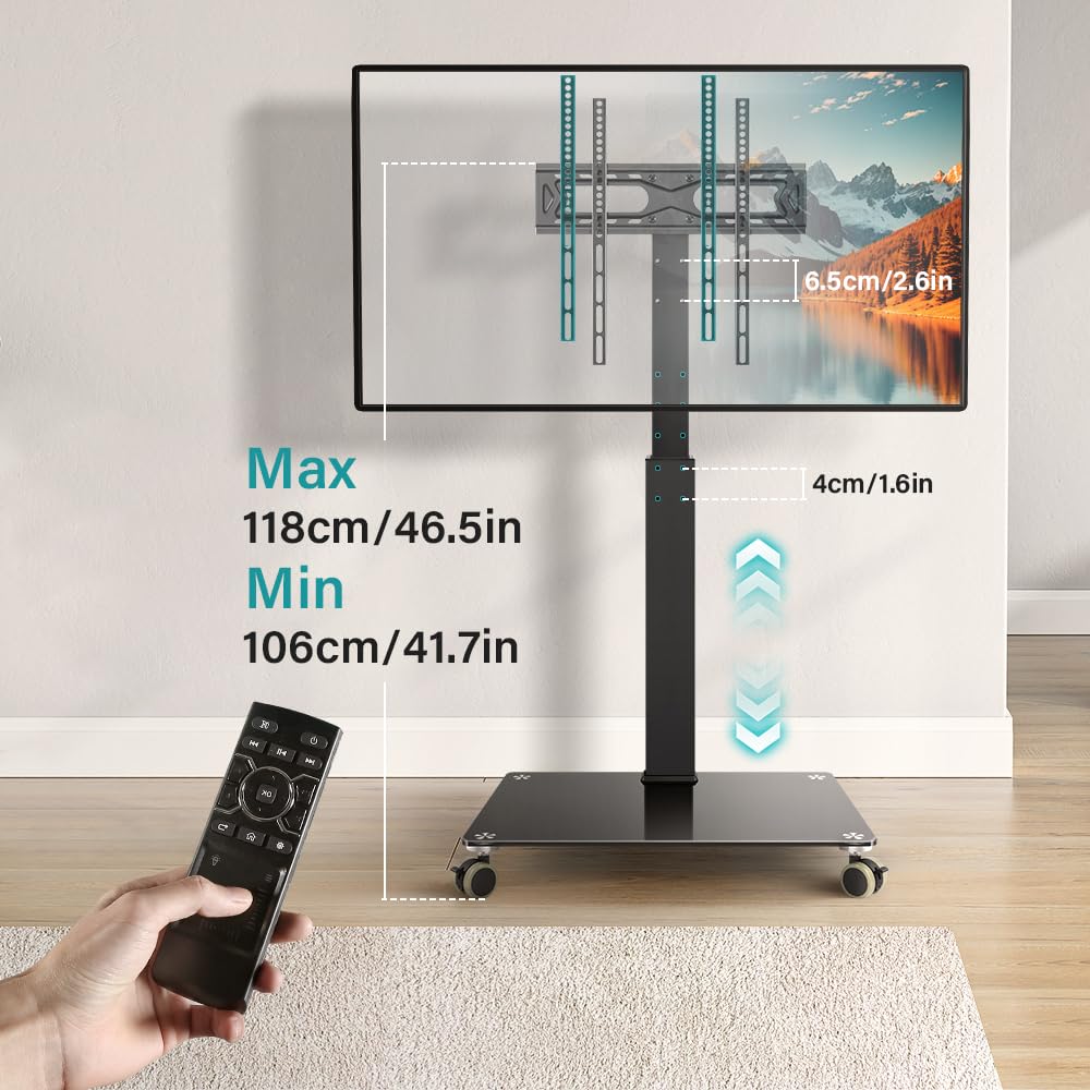 Black Mobile TV Stand with Wheels A176856