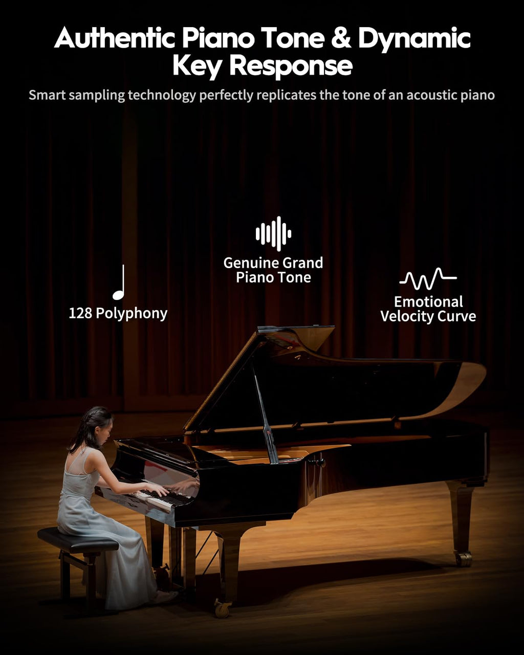 88 Keys Hammer-Action Fully Weighted Digital Piano with Furniture Stand I95211