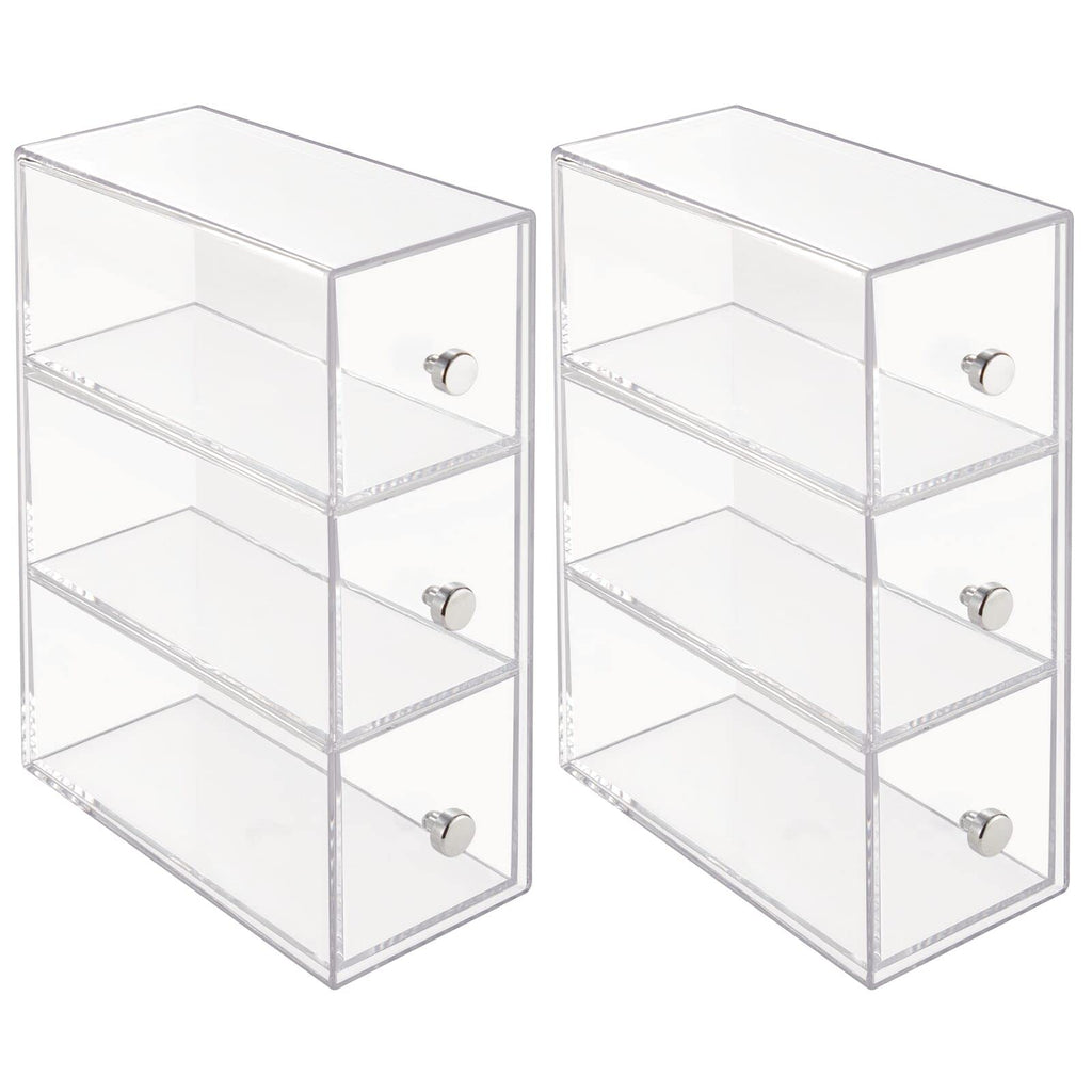 Clear 3 Drawer Plastic Stackable Desktop Organizer, 2 Pack K96255