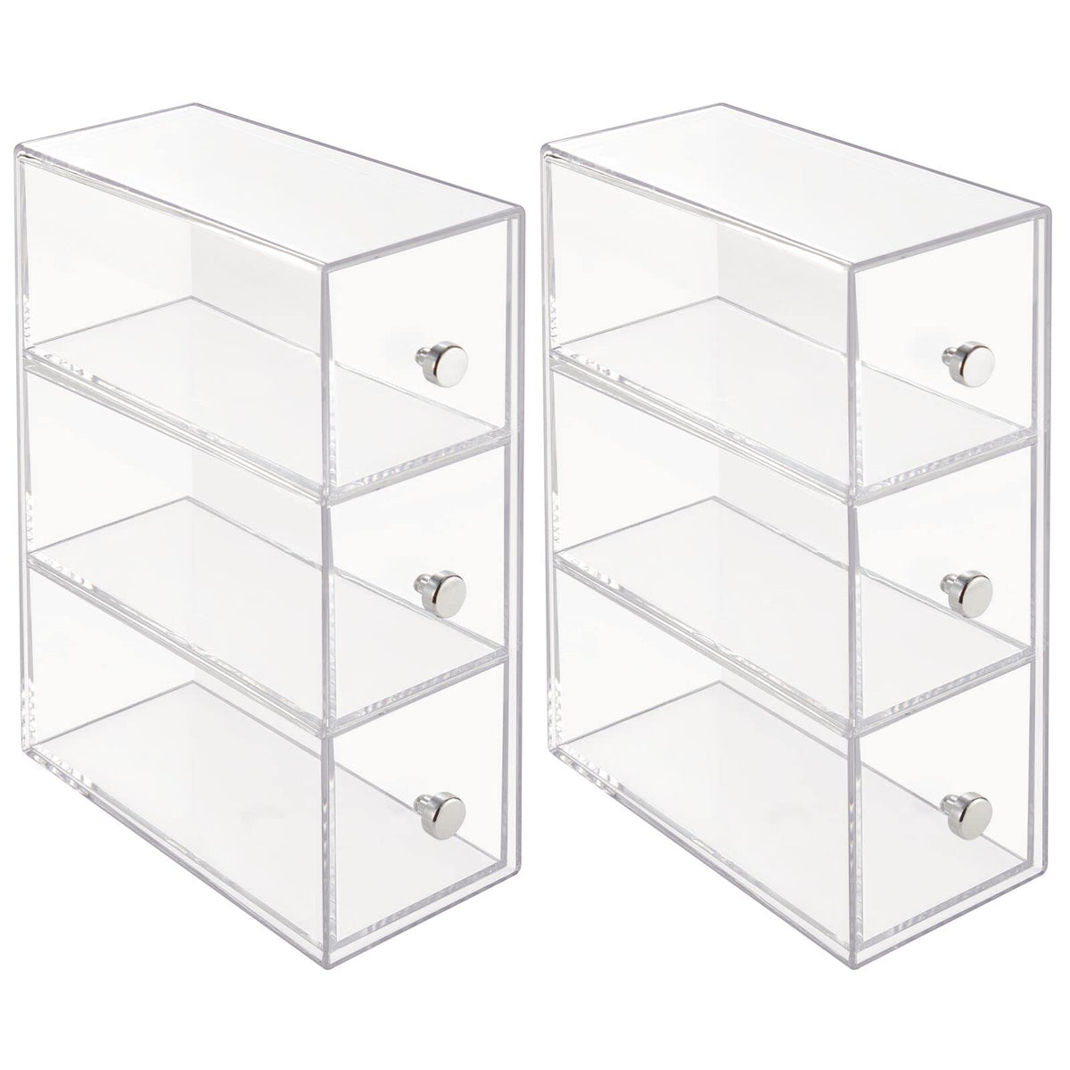 Clear 3 Drawer Plastic Stackable Desktop Organizer, 2 Pack K96255