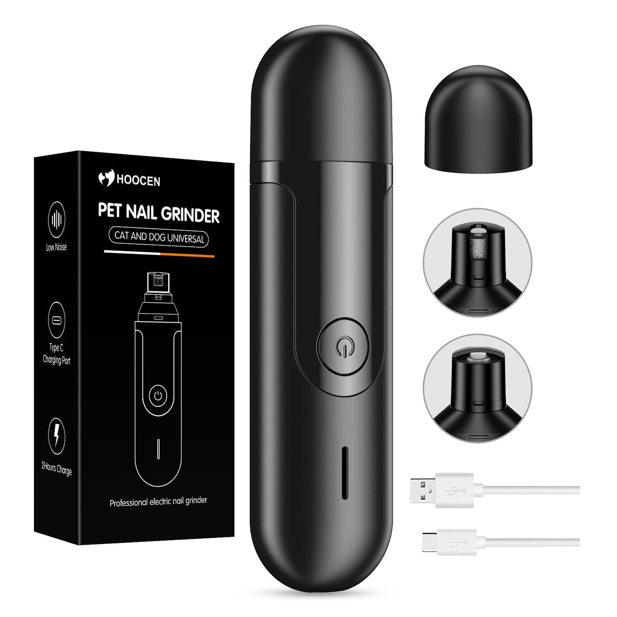 Quiet Low-Vibration Dog Nail Grinder Black X390
