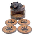 Black Bear Coaster Holder With 4 Coaster Set T52253