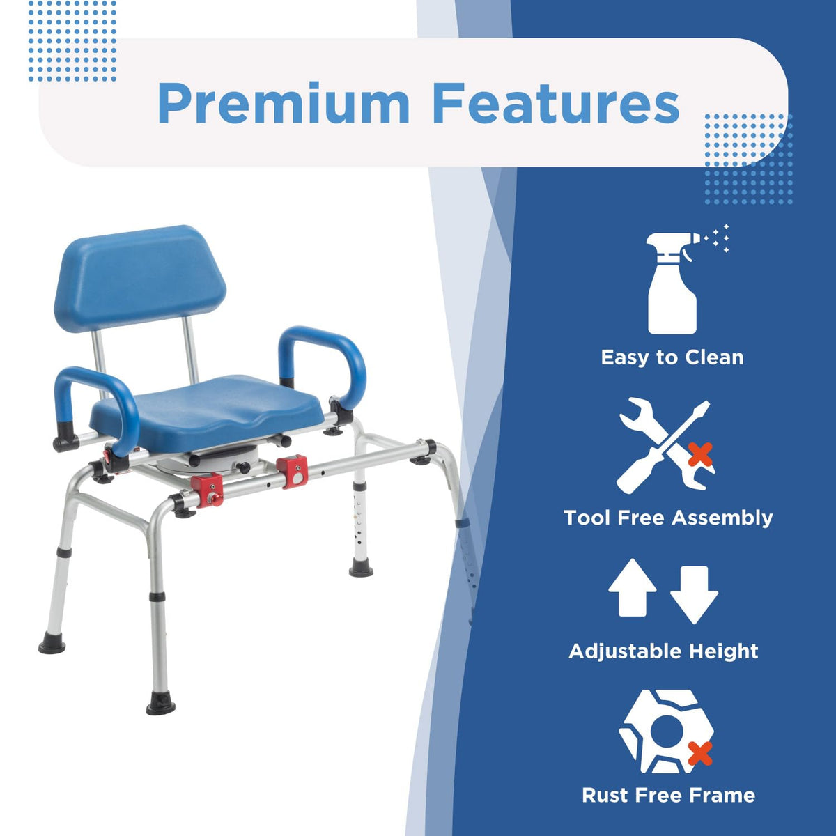 Rotating Transfer Bench with Padded Seat and Arms S9261