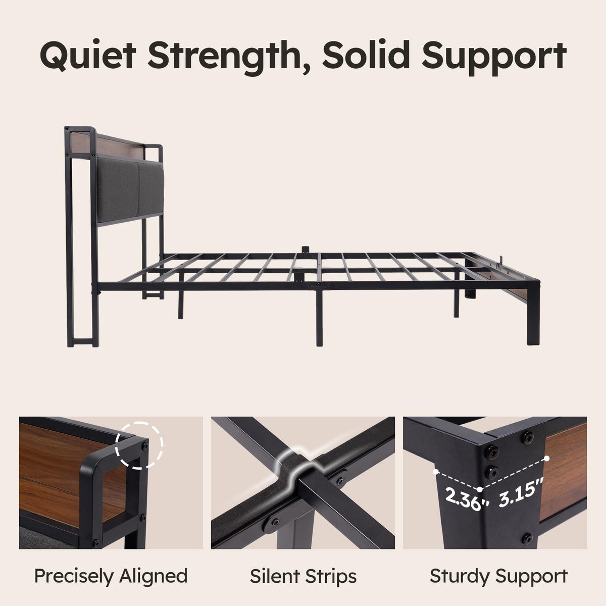 Queen Size Bed Frame with Storage Headboard P392