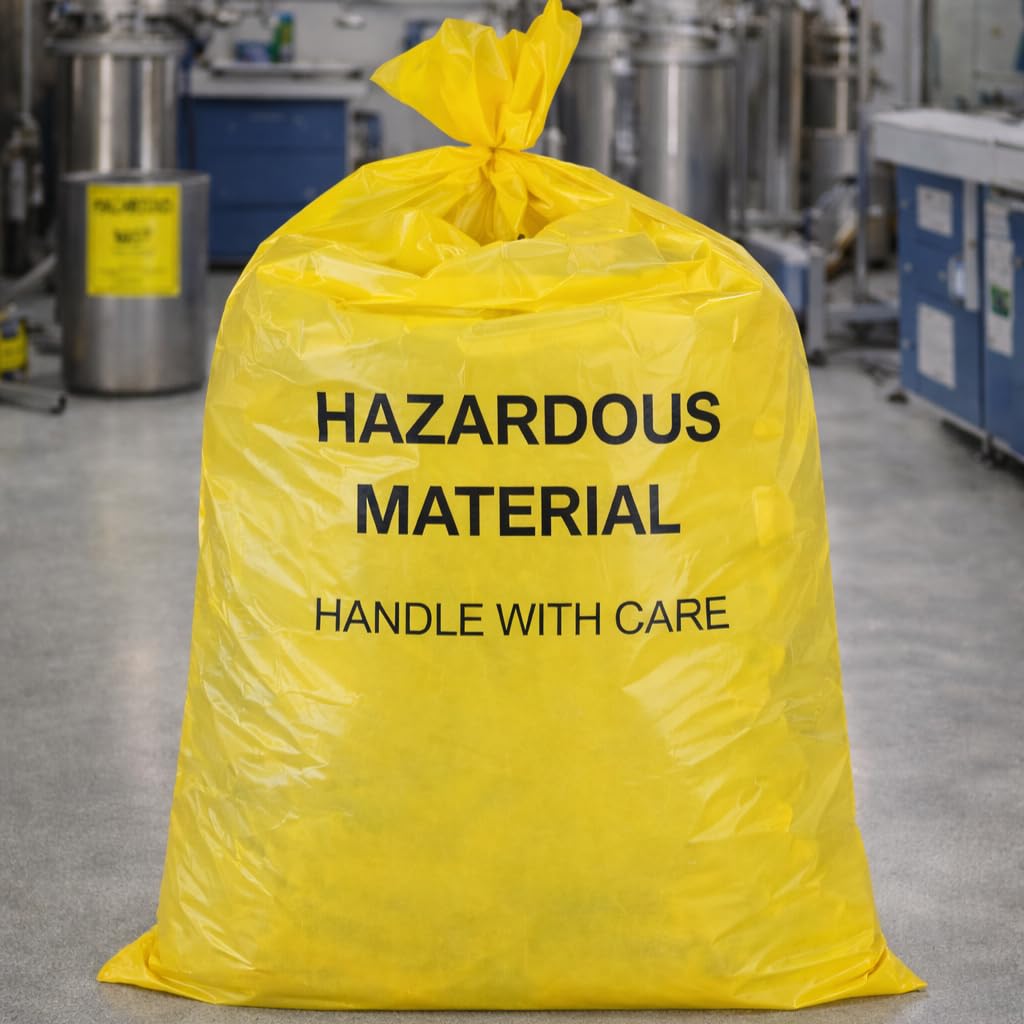 10-Gallon Hazardous Waste Bags 24 Pack Yellow 4 mil H127756