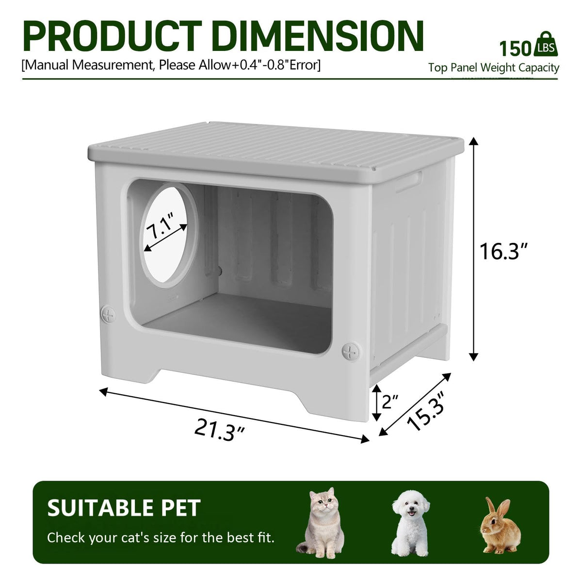 Weatherproof Stackable Outdoor Cat House with Clear Window J828