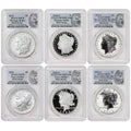 Set of 6 American Silver Morgan and Peace $1 K2751