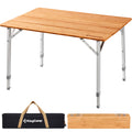 Folding Camping Table Bamboo Adjustable Portable Table U454804