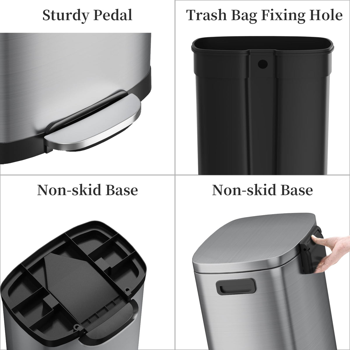 13 Gallon Fingerprint Proof Stainless Steel Trash Can with Lid N903506