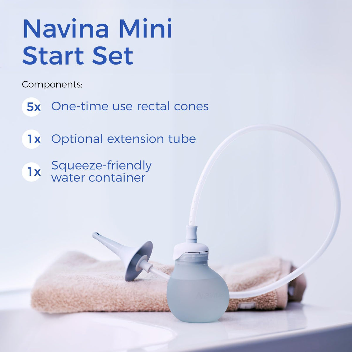 Low-Volume Enema Irrigation System with Water Bulb, Extension Tube, and 5 Rectal Cones U81822