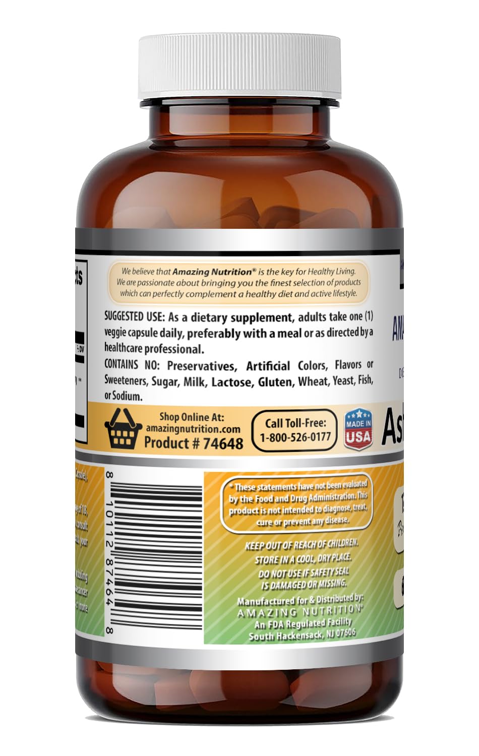 Ashwagandha Extract Supplement 125 Mg Veggie Capsules K15841