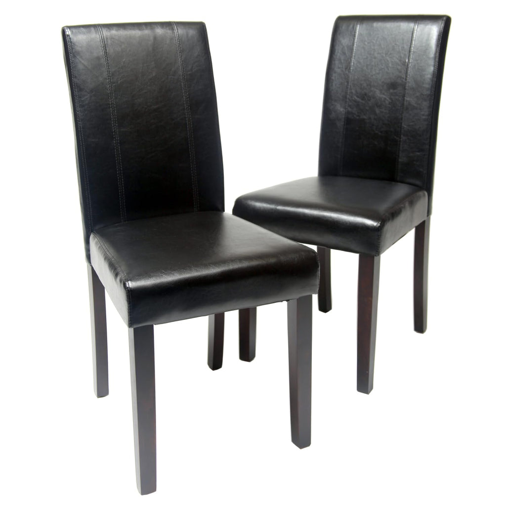 Black Faux Leather Parson Chair Set of 2 D26364
