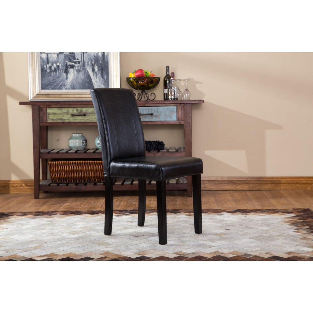 Black Faux Leather Parson Chair Set of 2 D26364