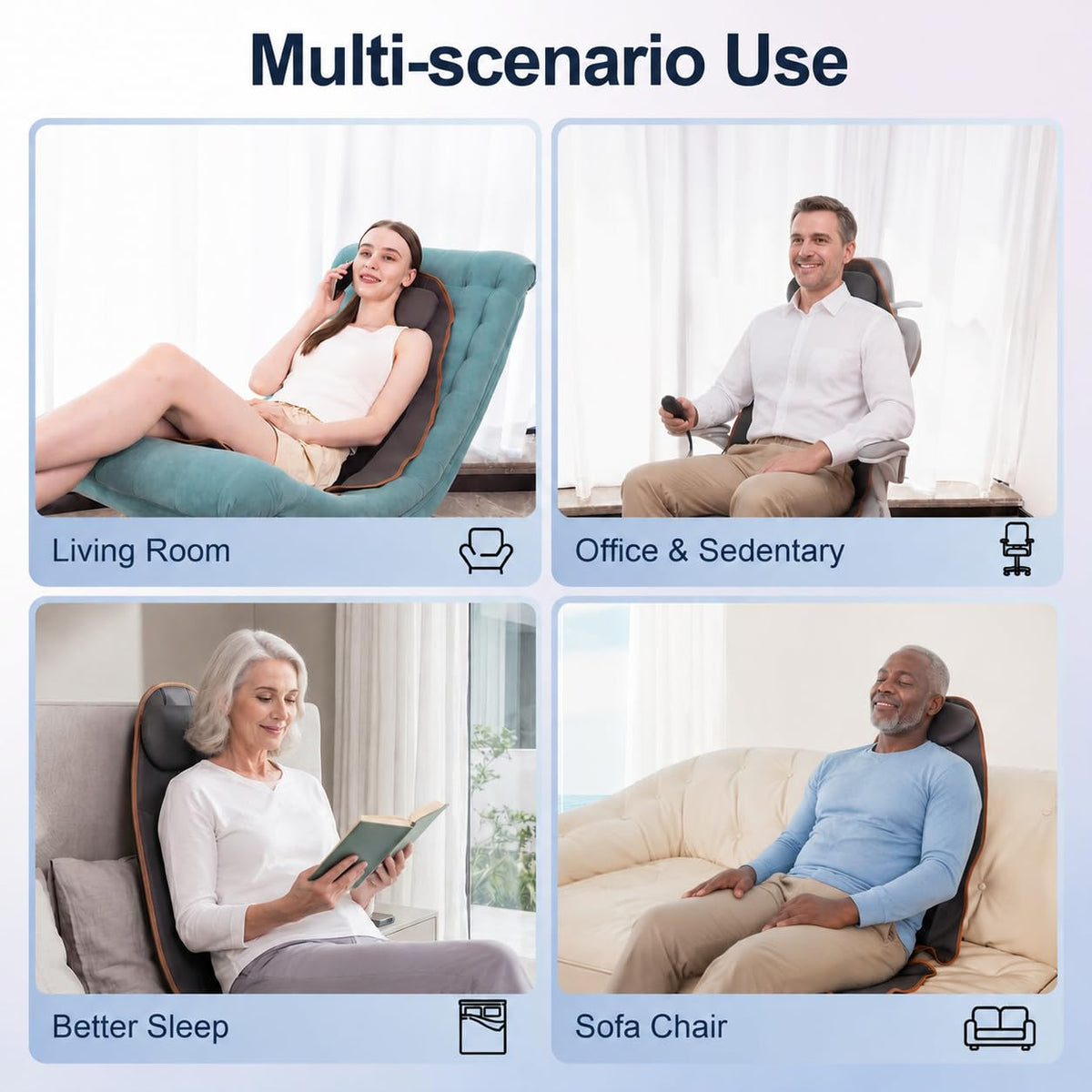 Vibration Back Massager with Heat, 8 Motor Massage Seat Cushion C3290
