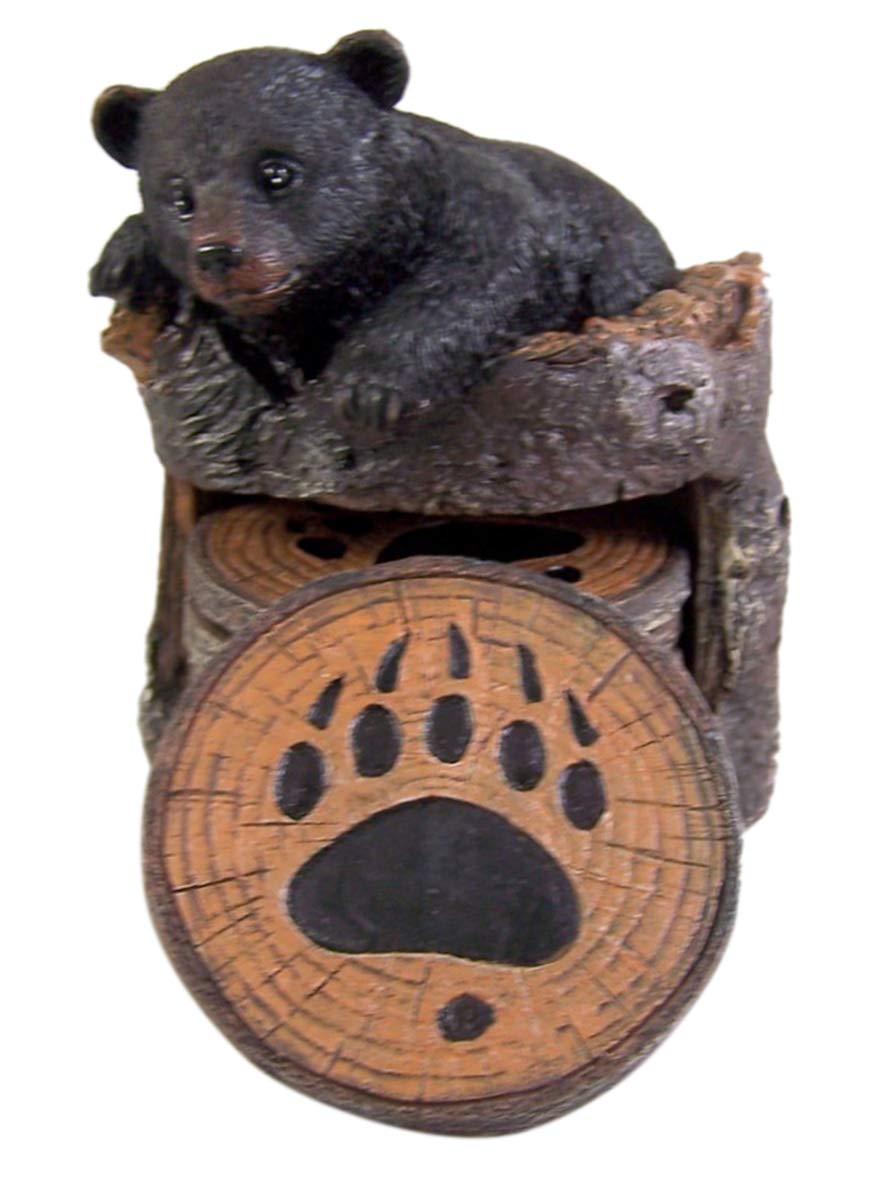 Black Bear Coaster Holder With 4 Coaster Set T52253