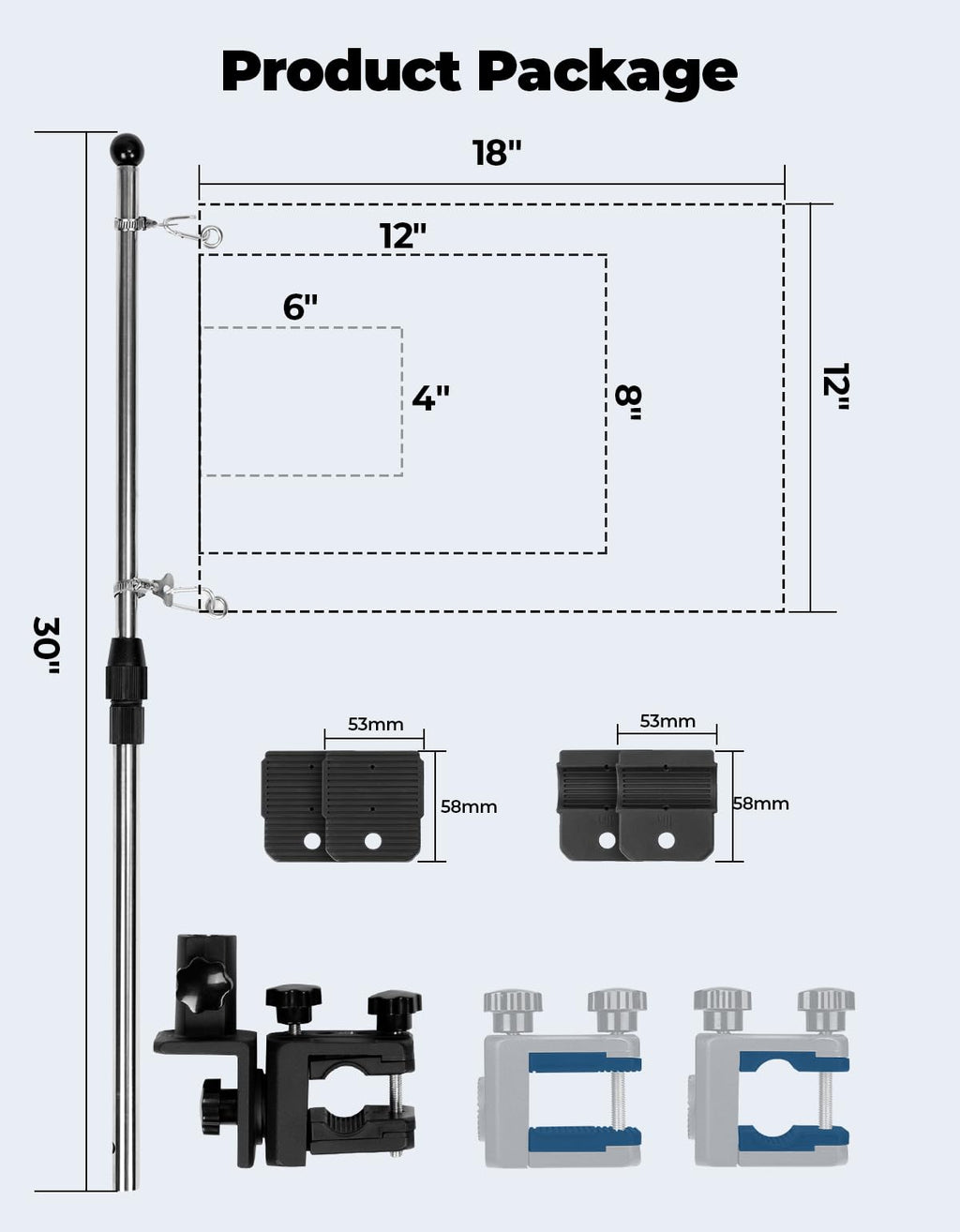 Stainless Steel 360° Rotating Boat Flag Pole Holder R113485