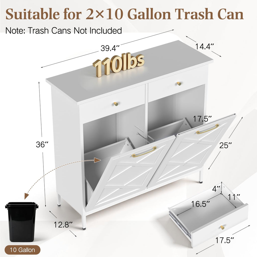 10 Gallon Metal Double Tilt Out Trash Can Cabinet G500