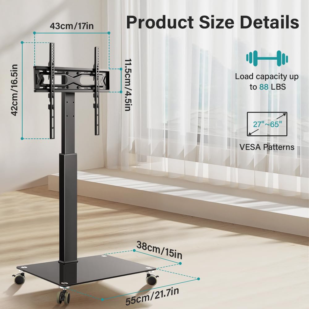 Black Mobile TV Stand with Wheels A176856