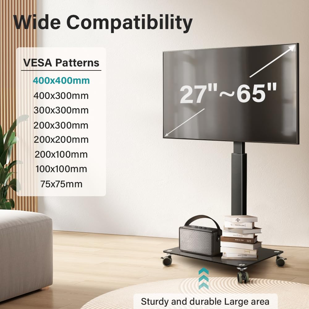 Black Mobile TV Stand with Wheels A176856