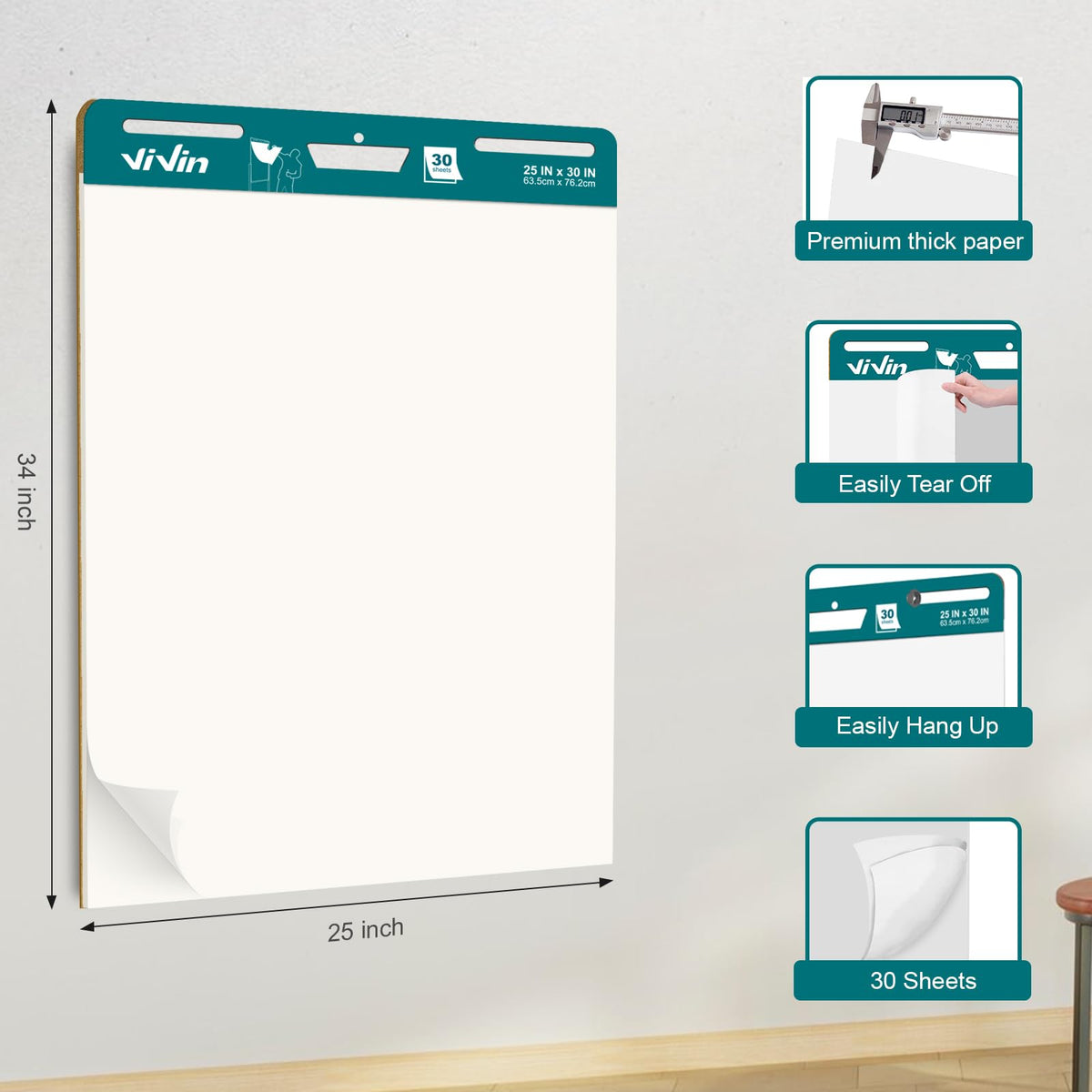 25 x 30 Inches Self Stick Easel Pad, 4 Pads S41940