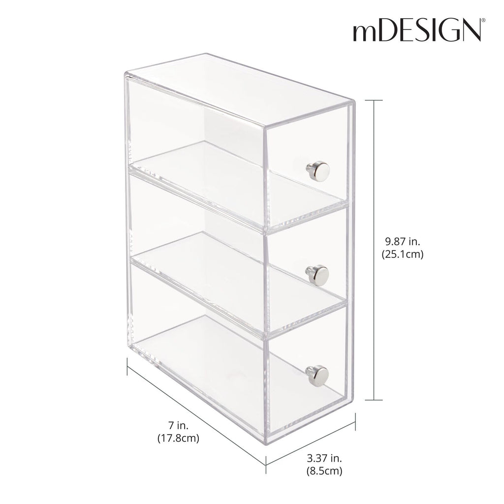 Clear 3 Drawer Plastic Stackable Desktop Organizer, 2 Pack K96255