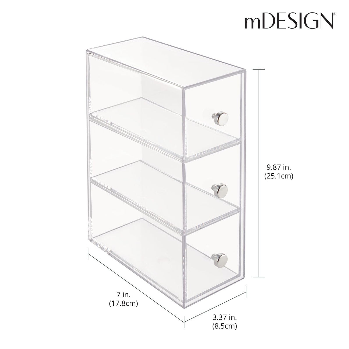 Clear 3 Drawer Plastic Stackable Desktop Organizer, 2 Pack K96255