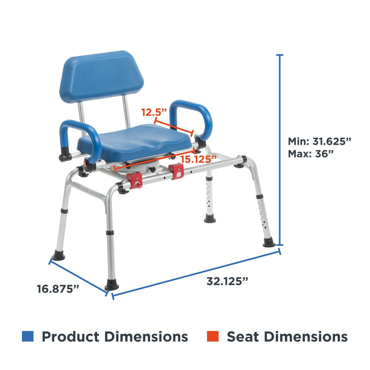 Rotating Transfer Bench with Padded Seat and Arms S9261