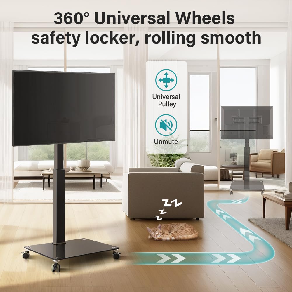 Black Mobile TV Stand with Wheels A176856